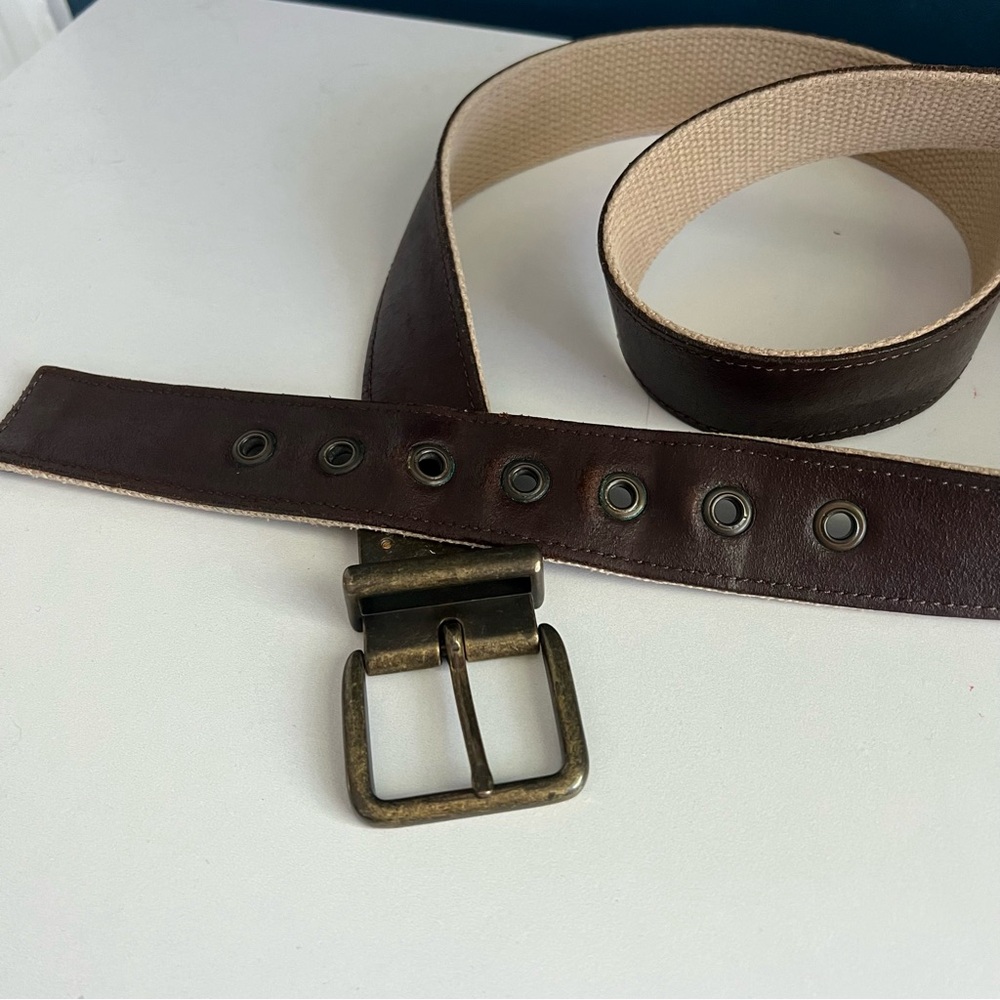 VINTAGE Leather Fabric Reversible Belt - Picture 5 of 7
